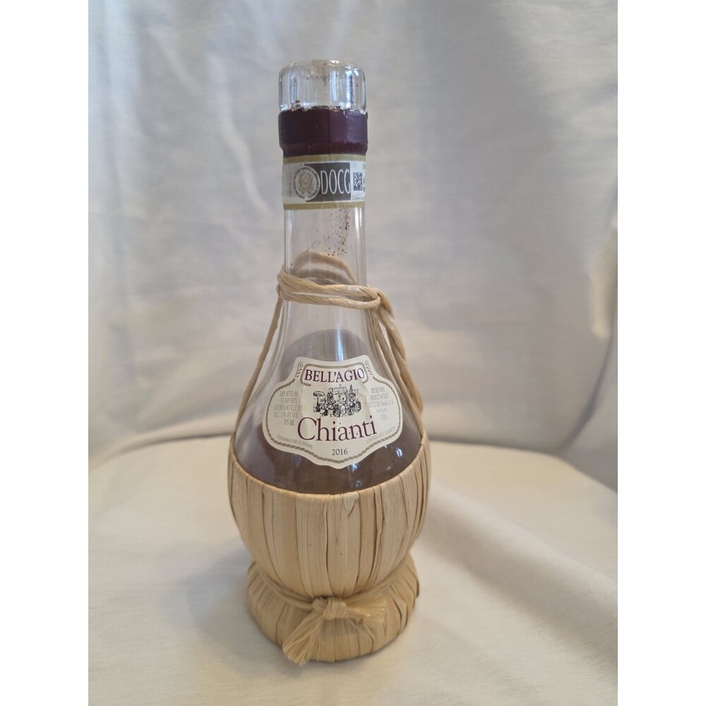 Vintage 2016 Bell'Agio Chianti Empty Wine Bottle  Wicker Basket Wrap 375ml Decor